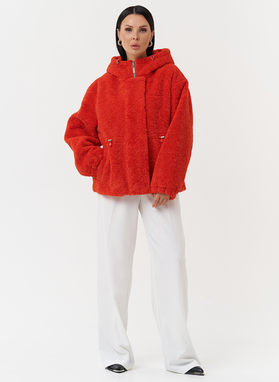 Куртка из эко меха с капюшоном