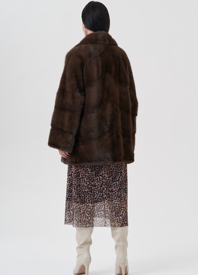 Шуба из норки с английским воротником  модель № 30690 универмаг малина