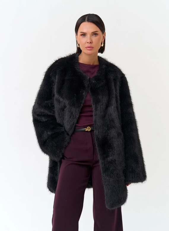 Женское пальто из эко меха фото