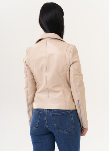 Куртка "косуха" бежевого цвета из натуральной кожи