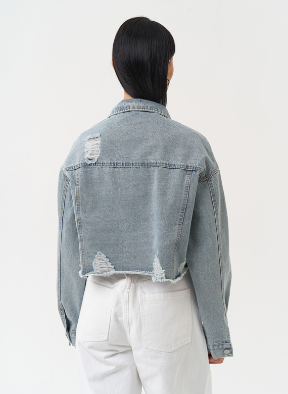 Женская укороченная джинсовая куртка