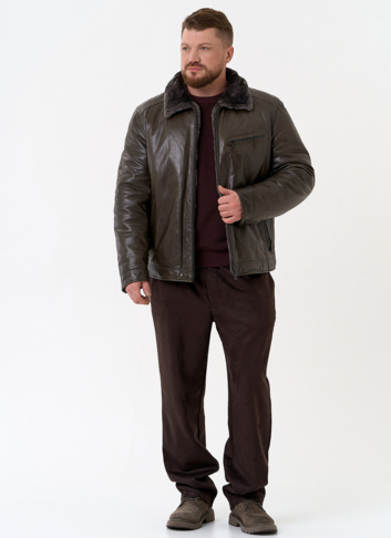 Куртка из натуральной кожи с отделкой из овчины