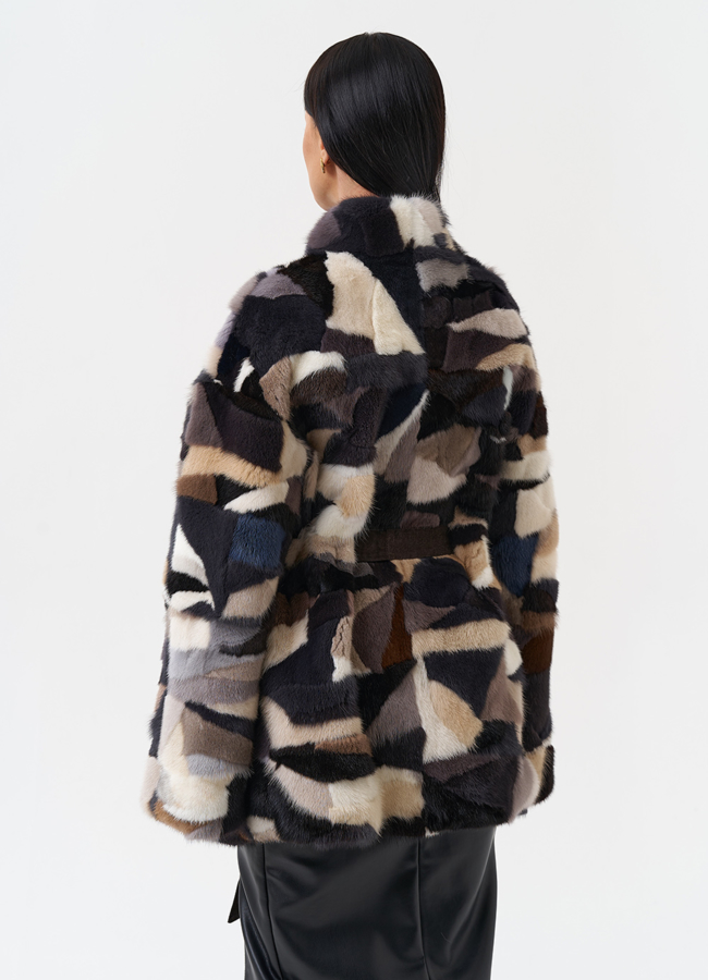 Шуба из меха норки с поясом модель № 27622 универмаг малина