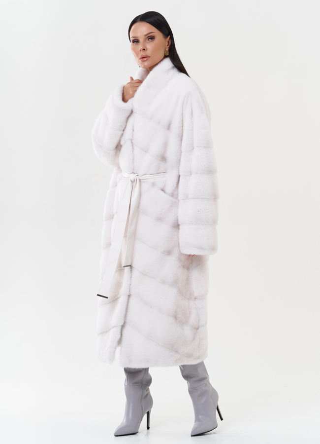 Шуба из меха норки с воротником шаль модель № 29527 универмаг малина