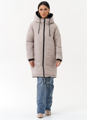 Женская удлиненная куртка с капюшоном