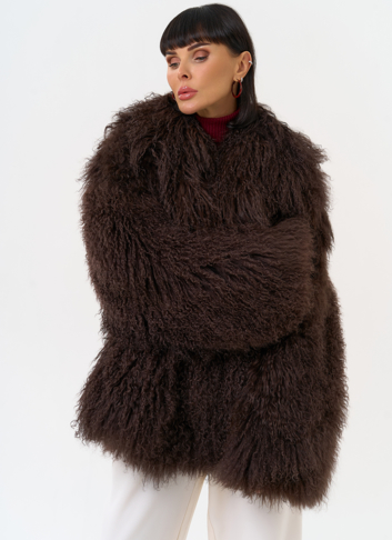 Женская шуба из меха ламы