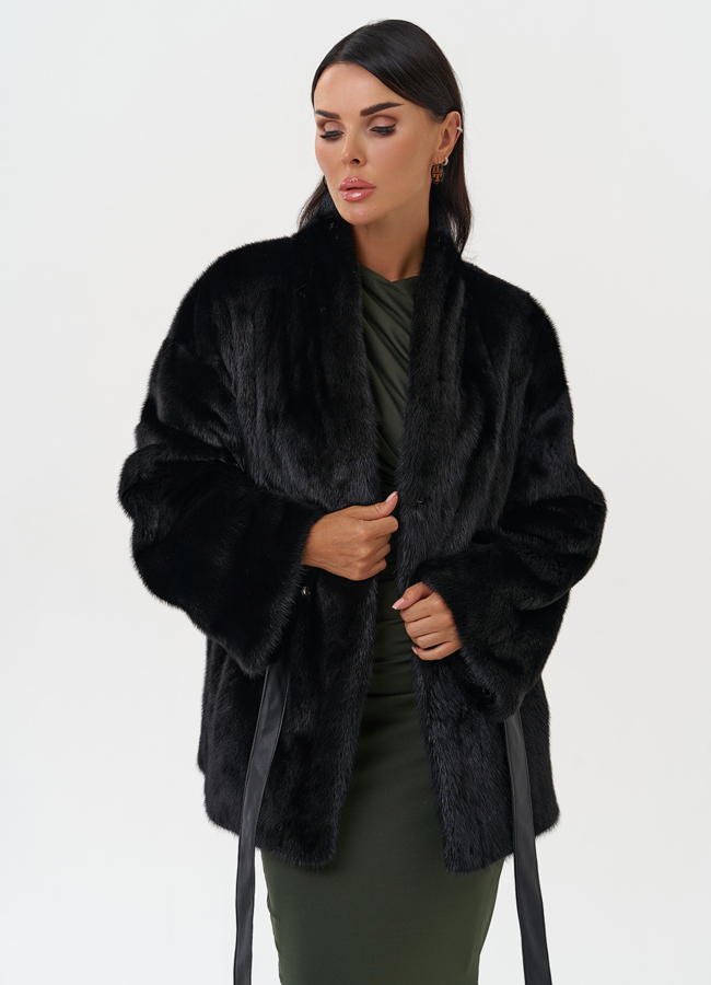 Норковый жакет черного цвета модель № 31179 универмаг малина
