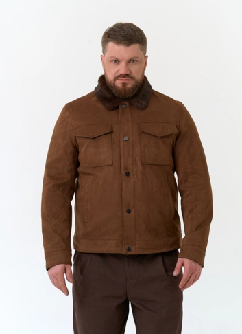Мужская утепленная куртка из эко замши фото