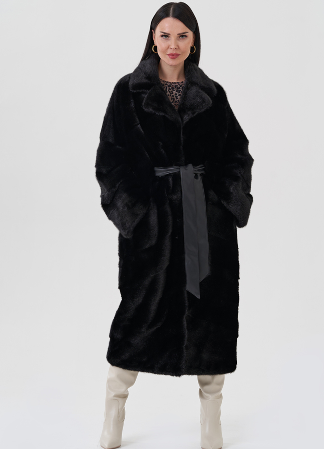 Норковая шуба с английским воротником  модель № 24651 меха малина