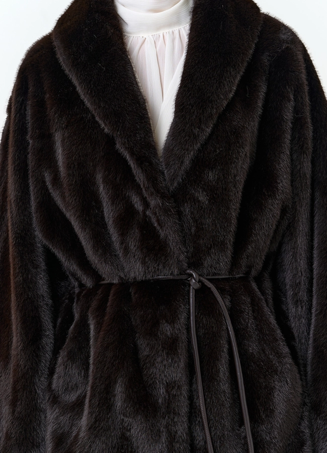 Женское пальто из эко меха модель № 33862 универмаг малина