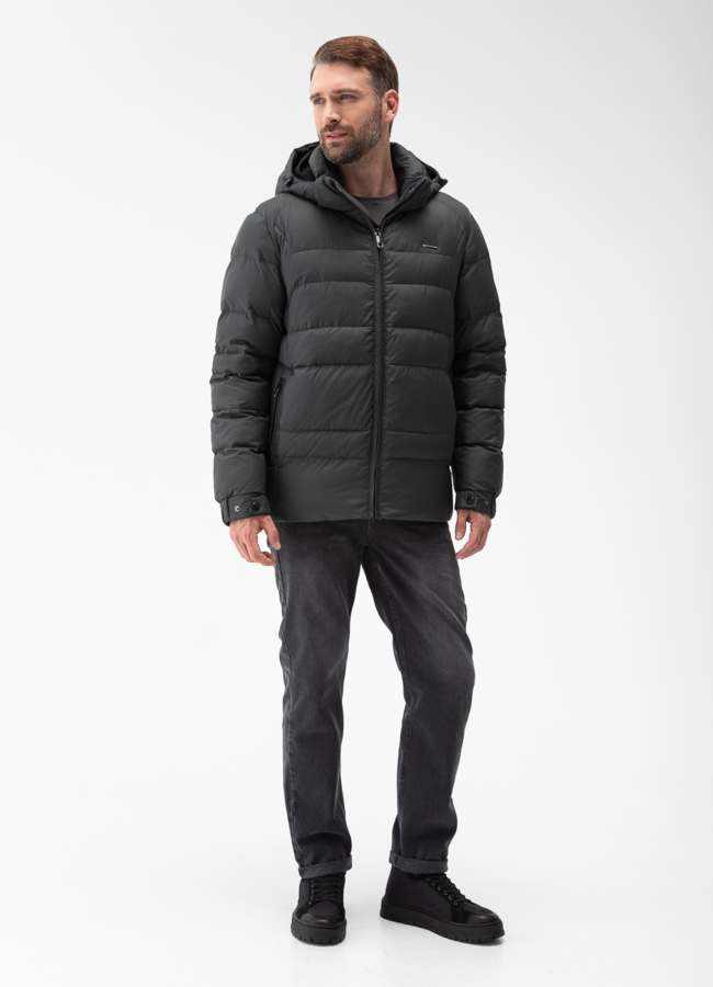Мужской пуховик с капюшоном  модель № 28876 в кредит