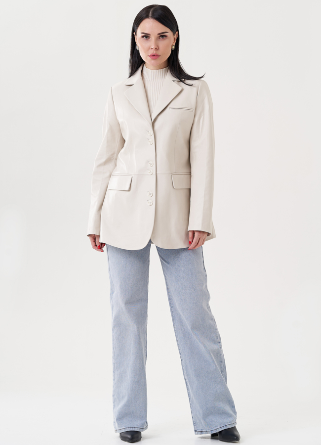 Женский пиджак из натуральной кожи  модель № 24482 универмаг малина