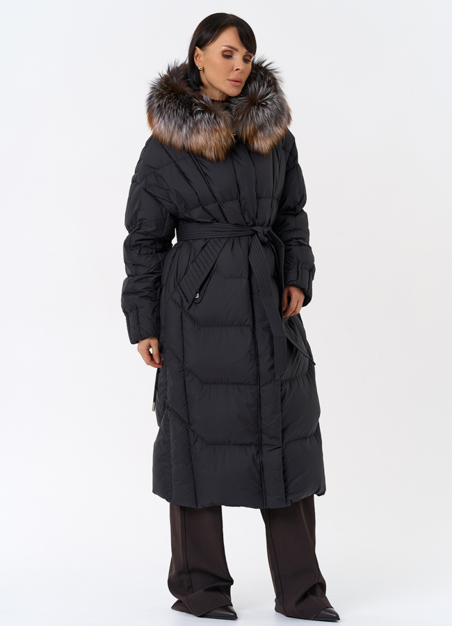 Женский пуховик с отделкой из меха блюфрост модель № 31798 универмаг малина