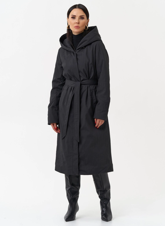 Пальто женское утепленное с эффектом жатой ткани