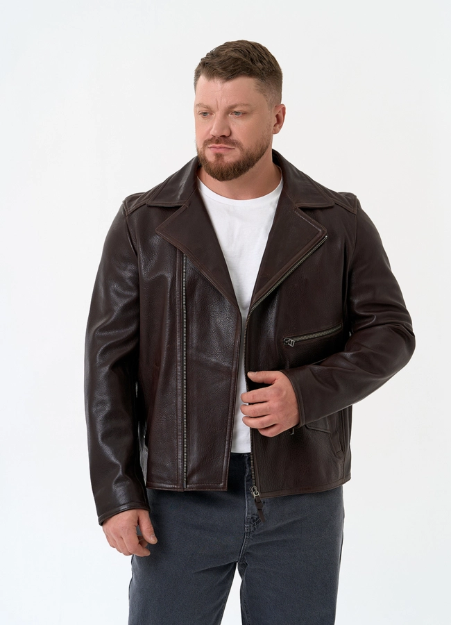Мужская куртка косуха из натуральной кожи модель № 32863 универмаг малина