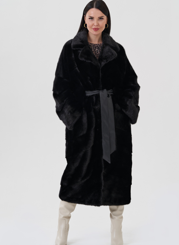 Норковая шуба с английским воротником 