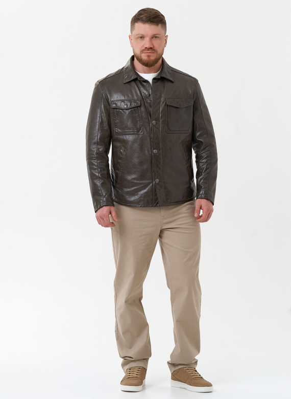 Мужская куртка "рубашка" из натуральной кожи