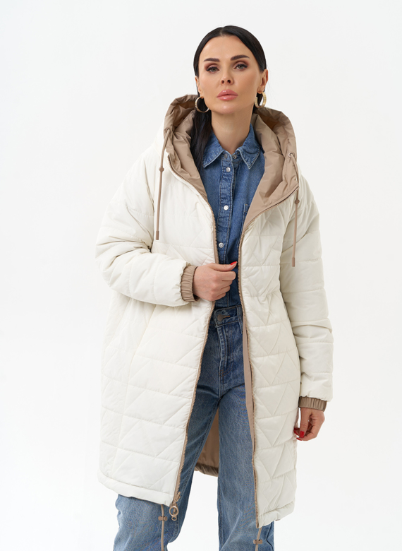 Женская удлиненная куртка с капюшоном