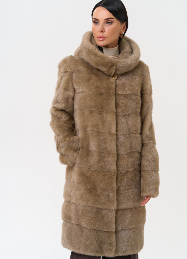 Шуба из норки бежевого цвета модель № 31332 универмаг малина