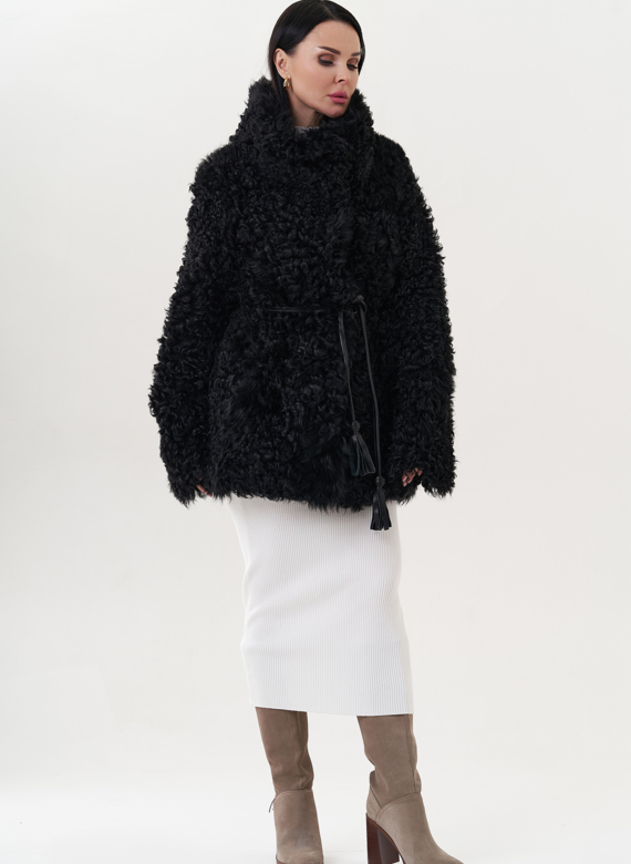 Двухсторонняя дубленка черного цвета