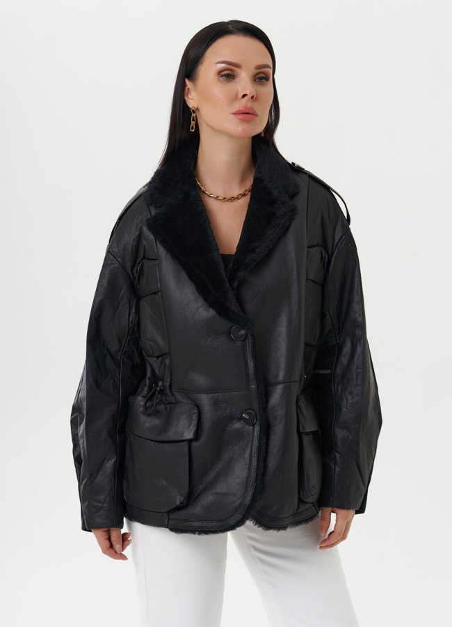 Куртка из натуральной кожи с английским воротником модель № 28120 универмаг малина