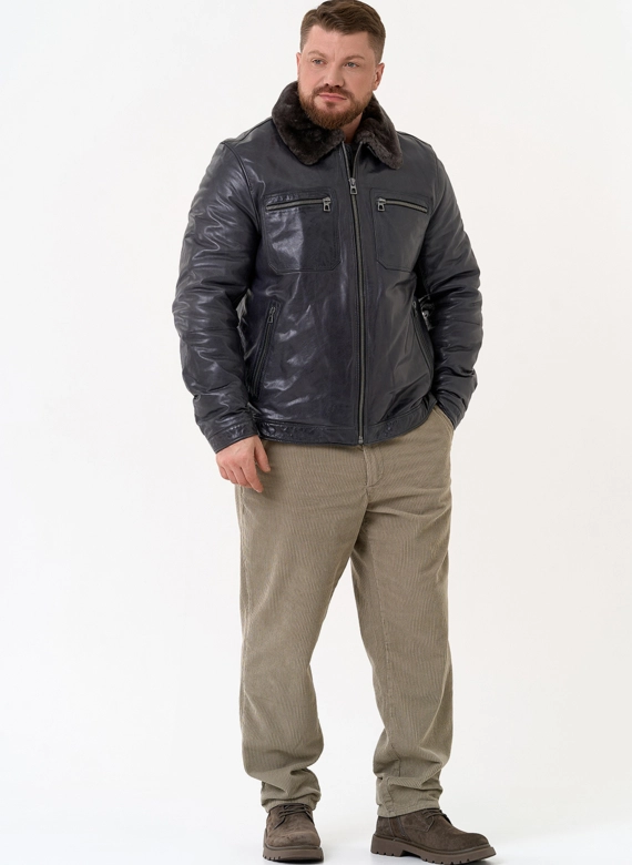 Куртка из натуральной кожи с отделкой из овчины фото